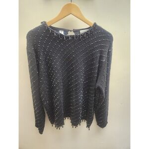 VALERIE STEVENS Evening Black Merino‎ Wool Beaded